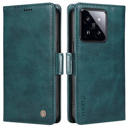 YIKATU YK-007 For Xiaomi 14 Pro Wallet Case Litchi Texture PU Leather Protective Phone Cover