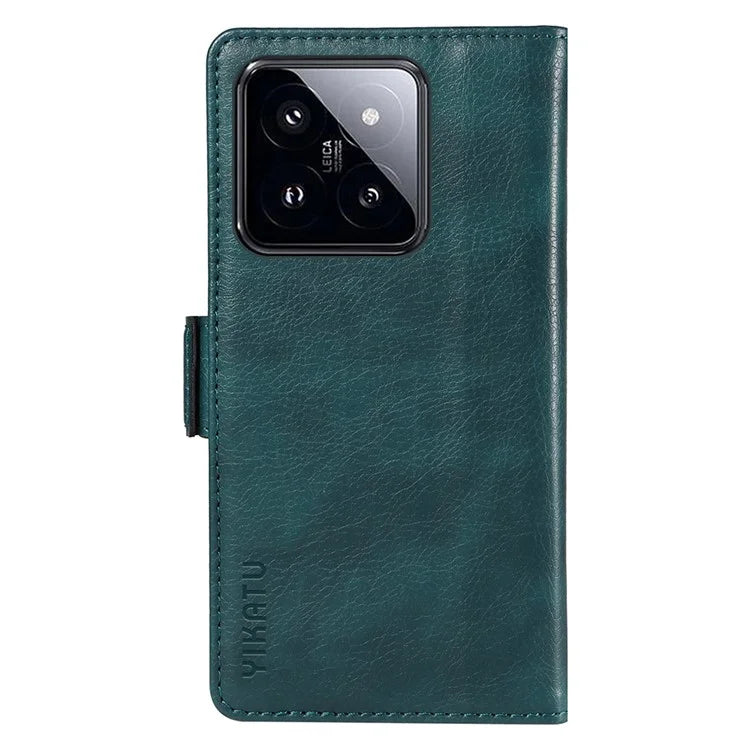 YIKATU YK-007 For Xiaomi 14 Pro Wallet Case Litchi Texture PU Leather Protective Phone Cover
