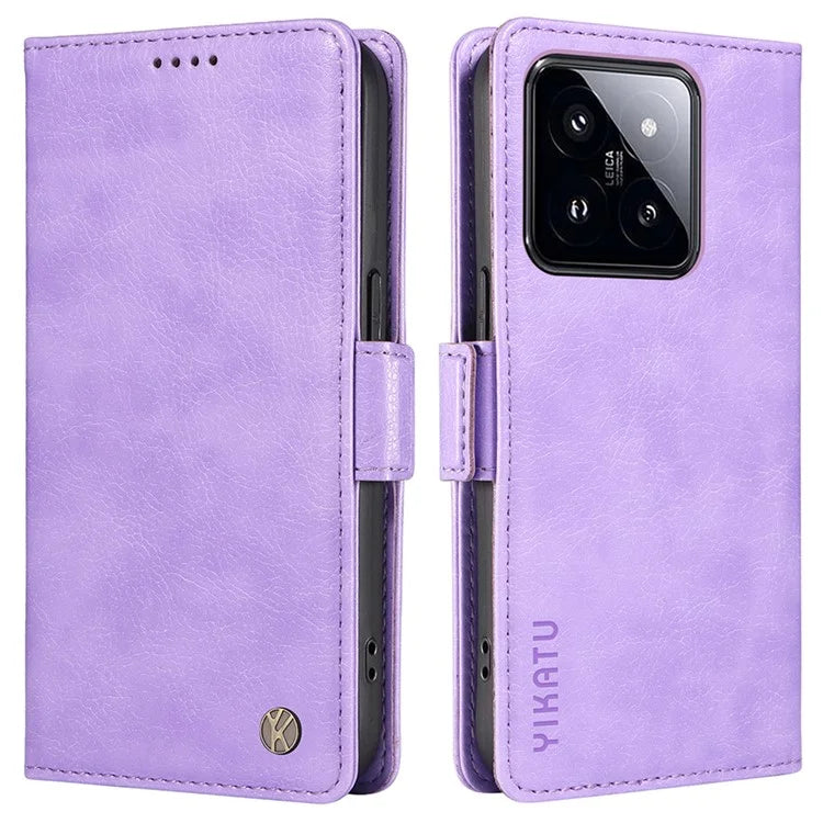 YIKATU YK-007 For Xiaomi 14 Pro Wallet Case Litchi Texture PU Leather Protective Phone Cover