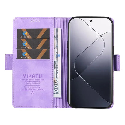 YIKATU YK-007 For Xiaomi 14 Pro Wallet Case Litchi Texture PU Leather Protective Phone Cover