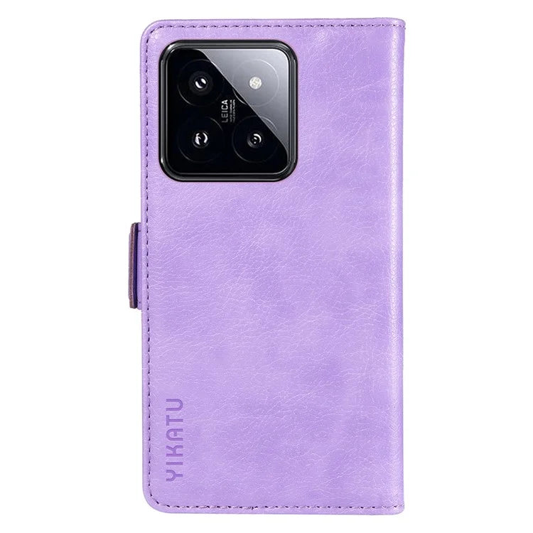 YIKATU YK-007 For Xiaomi 14 Pro Wallet Case Litchi Texture PU Leather Protective Phone Cover