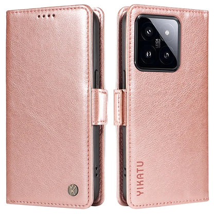 YIKATU YK-007 For Xiaomi 14 Pro Wallet Case Litchi Texture PU Leather Protective Phone Cover