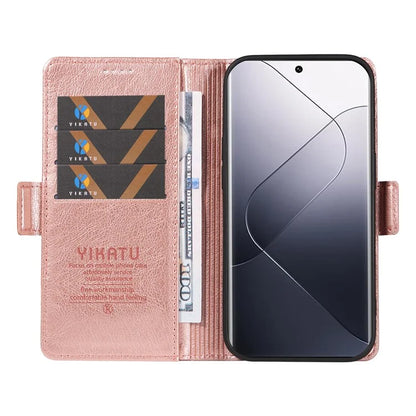 YIKATU YK-007 For Xiaomi 14 Pro Wallet Case Litchi Texture PU Leather Protective Phone Cover