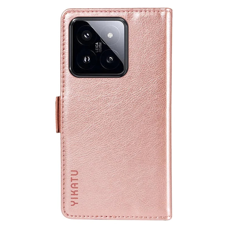 YIKATU YK-007 For Xiaomi 14 Pro Wallet Case Litchi Texture PU Leather Protective Phone Cover