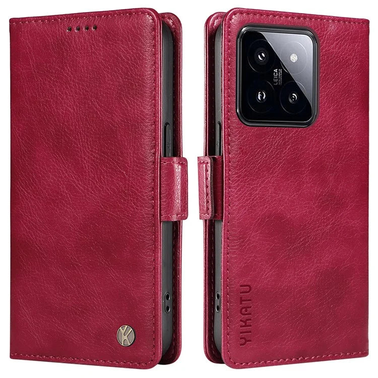 YIKATU YK-007 For Xiaomi 14 Pro Wallet Case Litchi Texture PU Leather Protective Phone Cover