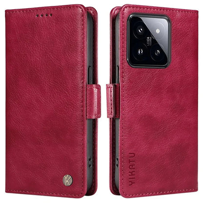 YIKATU YK-007 For Xiaomi 14 Pro Wallet Case Litchi Texture PU Leather Protective Phone Cover