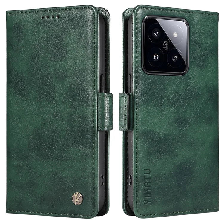 YIKATU YK-007 For Xiaomi 14 Pro Wallet Case Litchi Texture PU Leather Protective Phone Cover