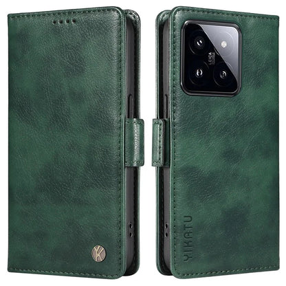 YIKATU YK-007 For Xiaomi 14 Pro Wallet Case Litchi Texture PU Leather Protective Phone Cover