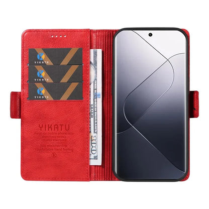 YIKATU YK-007 For Xiaomi 14 Pro Wallet Case Litchi Texture PU Leather Protective Phone Cover
