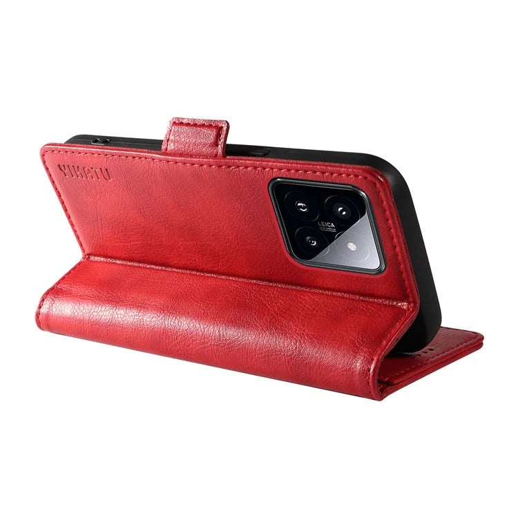 YIKATU YK-007 For Xiaomi 14 Pro Wallet Case Litchi Texture PU Leather Protective Phone Cover