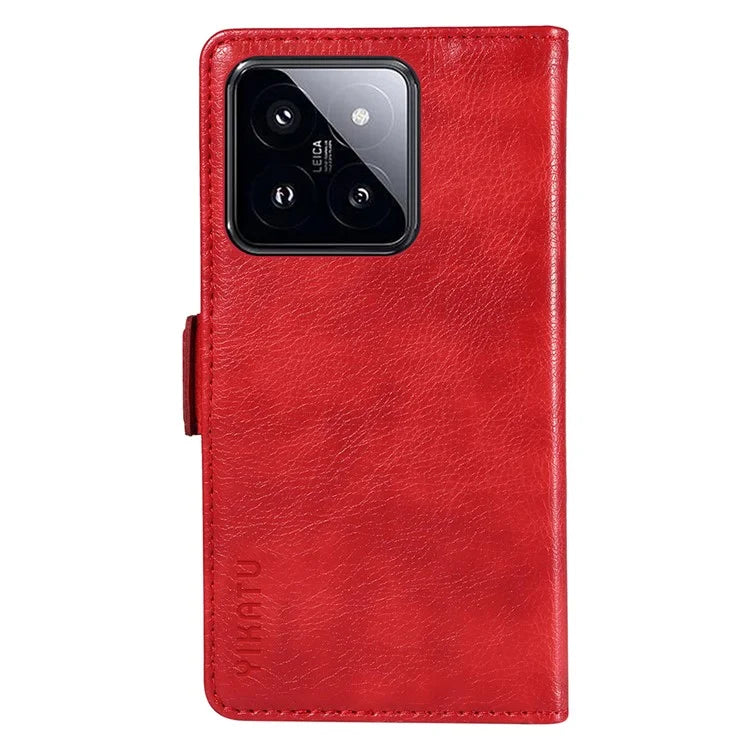YIKATU YK-007 For Xiaomi 14 Pro Wallet Case Litchi Texture PU Leather Protective Phone Cover