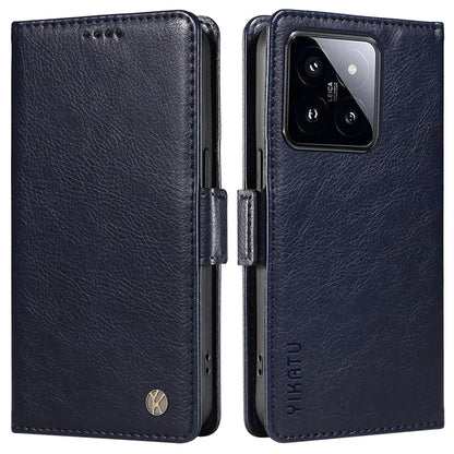 YIKATU YK-007 For Xiaomi 14 Pro Wallet Case Litchi Texture PU Leather Protective Phone Cover