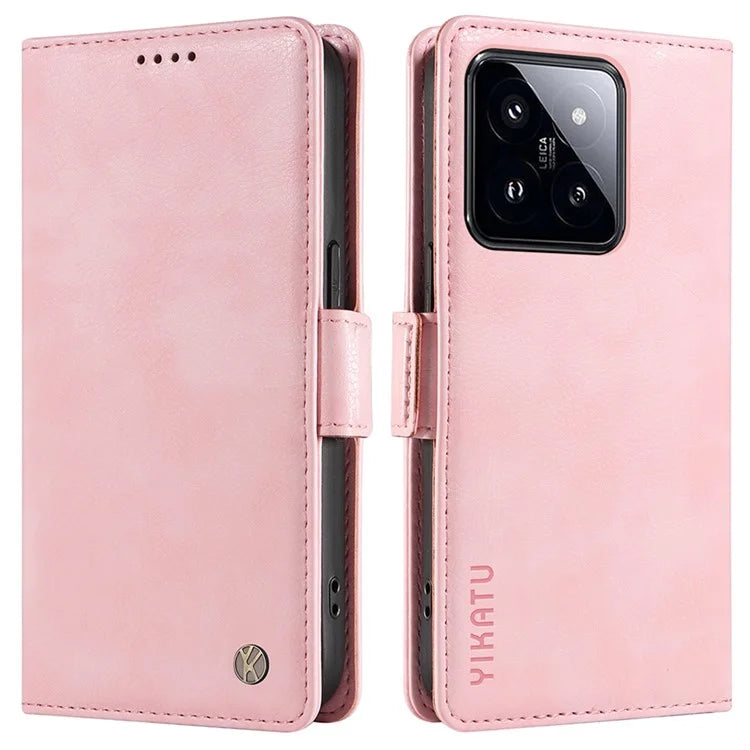 YIKATU YK-007 For Xiaomi 14 Pro Wallet Case Litchi Texture PU Leather Protective Phone Cover