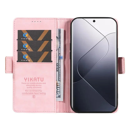YIKATU YK-007 For Xiaomi 14 Pro Wallet Case Litchi Texture PU Leather Protective Phone Cover