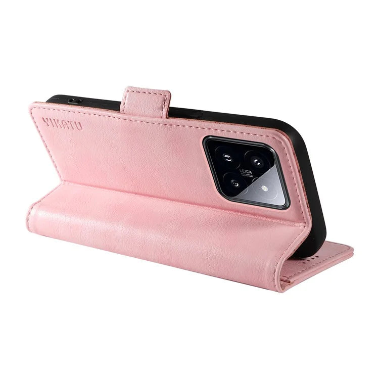 YIKATU YK-007 For Xiaomi 14 Pro Wallet Case Litchi Texture PU Leather Protective Phone Cover