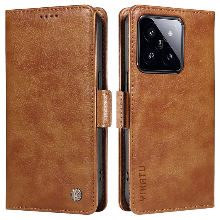 YIKATU YK-007 For Xiaomi 14 Pro Wallet Case Litchi Texture PU Leather Protective Phone Cover