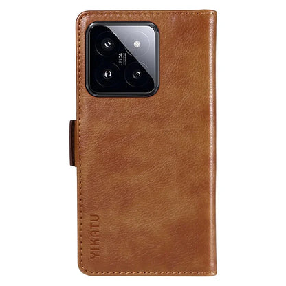 YIKATU YK-007 For Xiaomi 14 Pro Wallet Case Litchi Texture PU Leather Protective Phone Cover