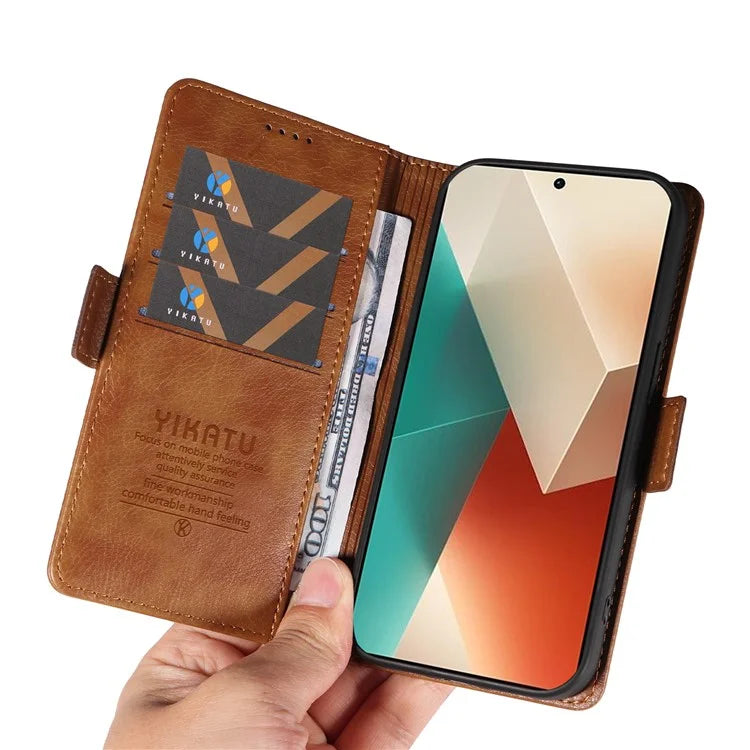 YIKATU YK-007 For Xiaomi Redmi Note 13 5G Leather Wallet Case Folding Stand Phone Cover