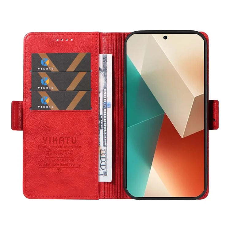 YIKATU YK-007 For Xiaomi Redmi Note 13 5G Leather Wallet Case Folding Stand Phone Cover