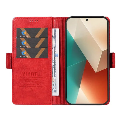 YIKATU YK-007 For Xiaomi Redmi Note 13 5G Leather Wallet Case Folding Stand Phone Cover