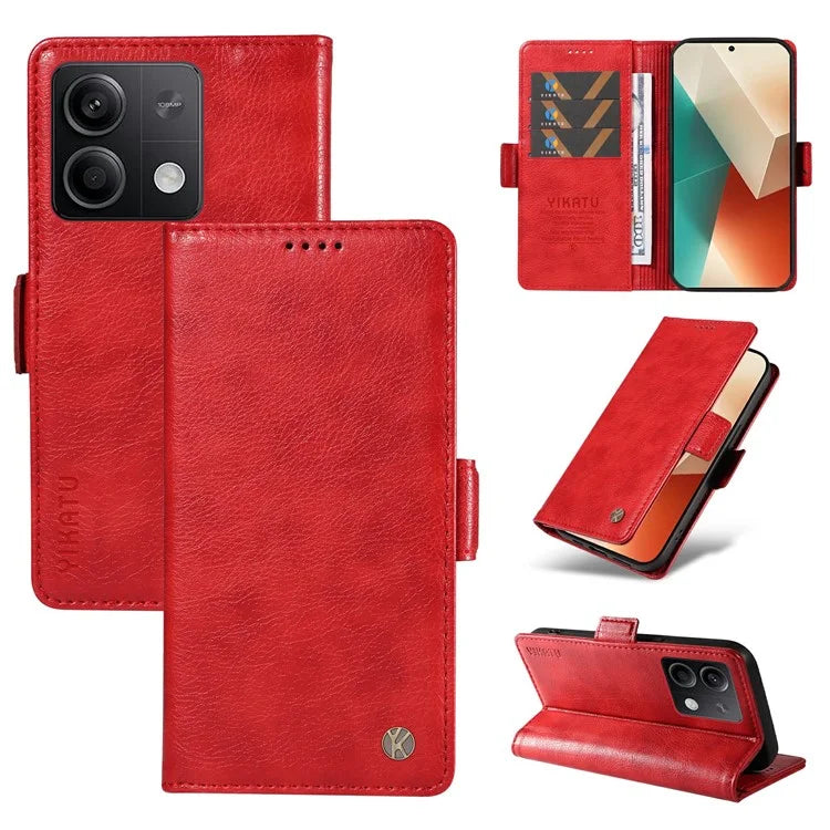 YIKATU YK-007 For Xiaomi Redmi Note 13 5G Leather Wallet Case Folding Stand Phone Cover