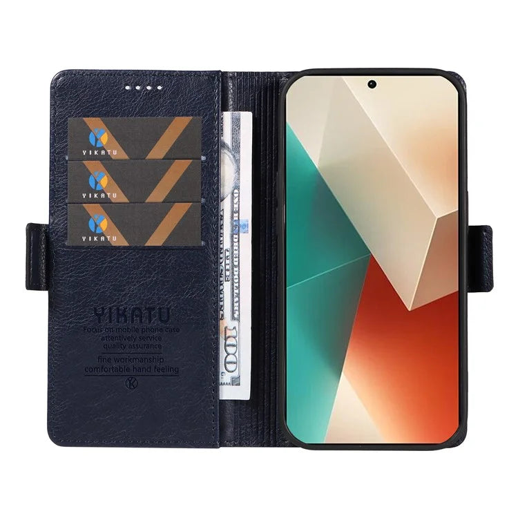 YIKATU YK-007 For Xiaomi Redmi Note 13 5G Leather Wallet Case Folding Stand Phone Cover