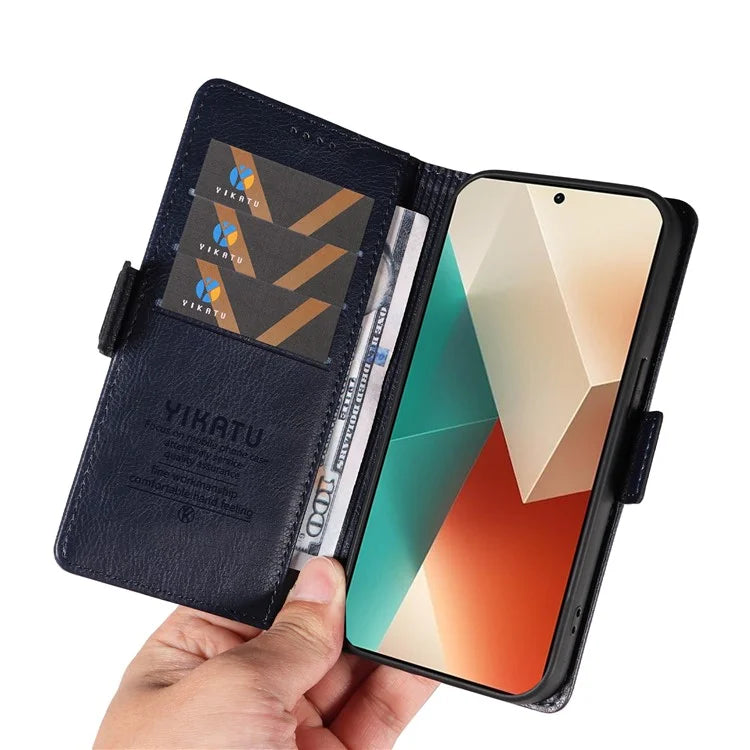 YIKATU YK-007 For Xiaomi Redmi Note 13 5G Leather Wallet Case Folding Stand Phone Cover