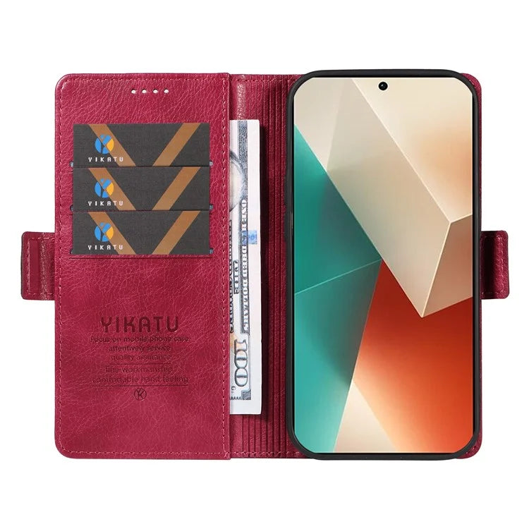 YIKATU YK-007 For Xiaomi Redmi Note 13 5G Leather Wallet Case Folding Stand Phone Cover