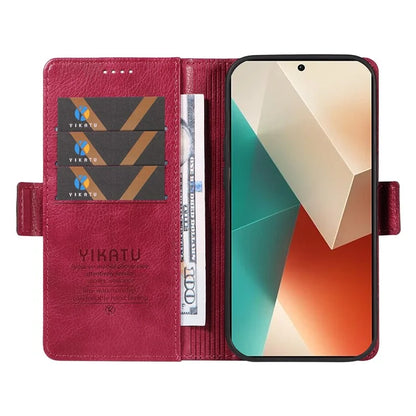 YIKATU YK-007 For Xiaomi Redmi Note 13 5G Leather Wallet Case Folding Stand Phone Cover