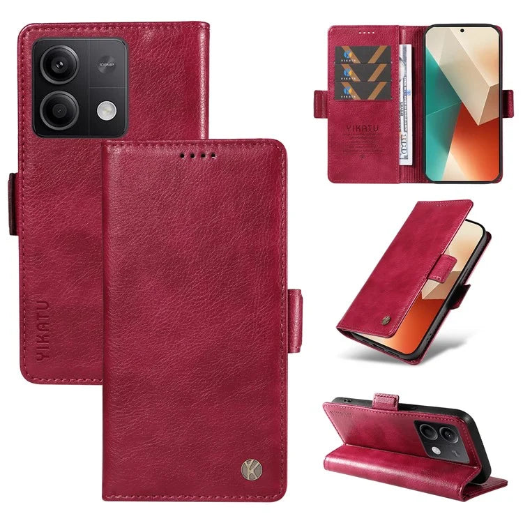 YIKATU YK-007 For Xiaomi Redmi Note 13 5G Leather Wallet Case Folding Stand Phone Cover