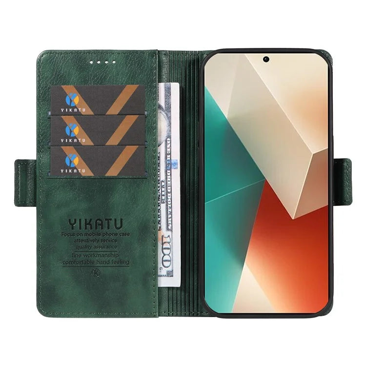YIKATU YK-007 For Xiaomi Redmi Note 13 5G Leather Wallet Case Folding Stand Phone Cover