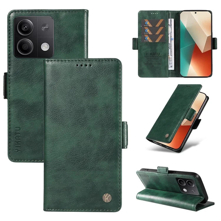 YIKATU YK-007 For Xiaomi Redmi Note 13 5G Leather Wallet Case Folding Stand Phone Cover