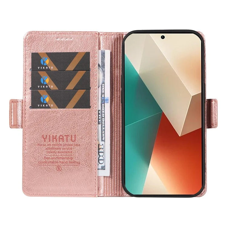 YIKATU YK-007 For Xiaomi Redmi Note 13 5G Leather Wallet Case Folding Stand Phone Cover