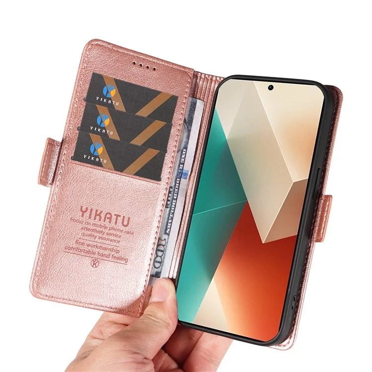YIKATU YK-007 For Xiaomi Redmi Note 13 5G Leather Wallet Case Folding Stand Phone Cover