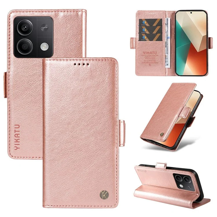 YIKATU YK-007 For Xiaomi Redmi Note 13 5G Leather Wallet Case Folding Stand Phone Cover