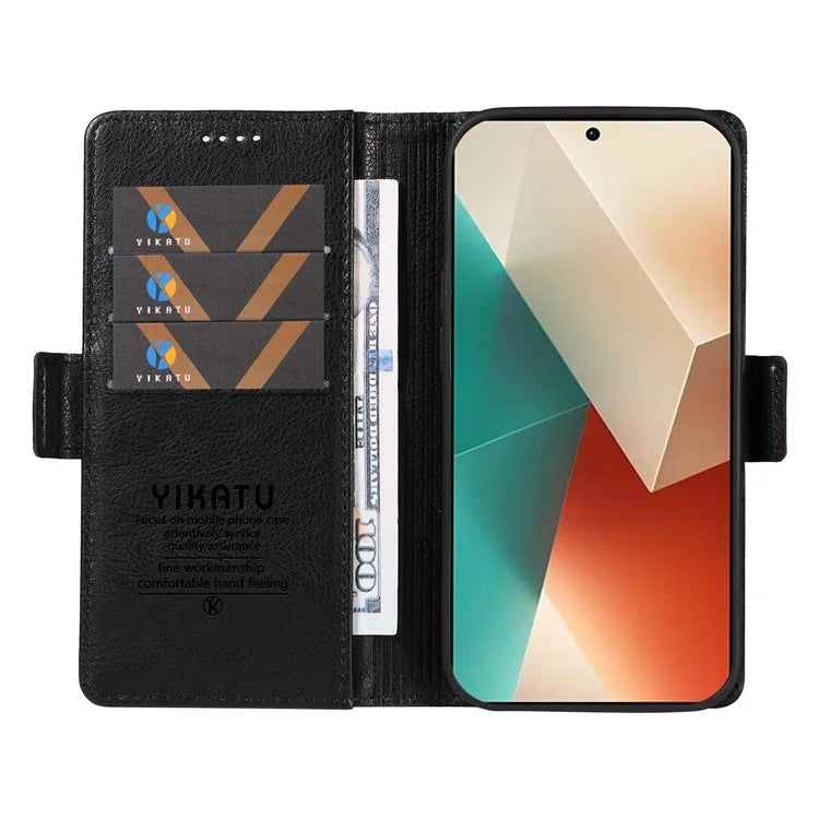 YIKATU YK-007 For Xiaomi Redmi Note 13 5G Leather Wallet Case Folding Stand Phone Cover