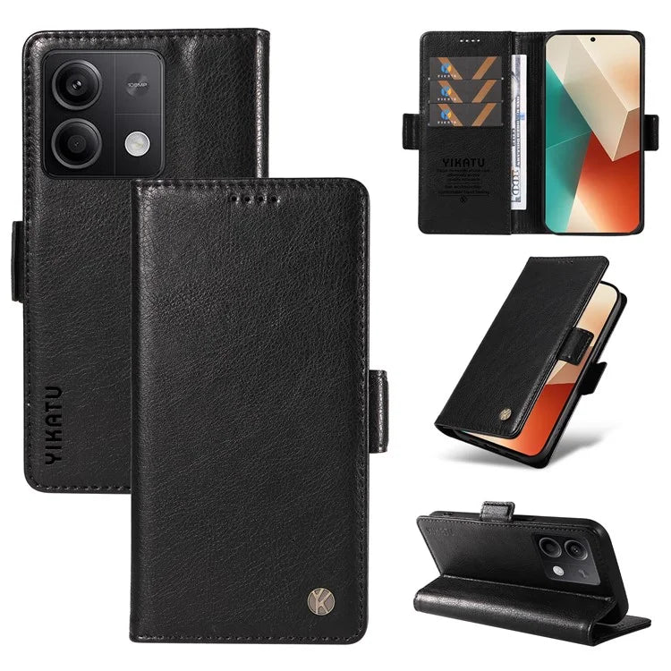 YIKATU YK-007 For Xiaomi Redmi Note 13 5G Leather Wallet Case Folding Stand Phone Cover