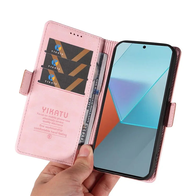 YIKATU YK-007 For Xiaomi Poco X6 5G / Redmi Note 13 Pro 5G Case Wallet Litchi Texture Leather Cover