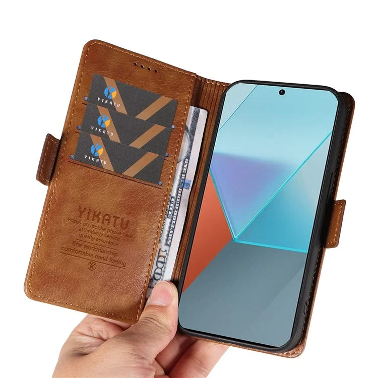 YIKATU YK-007 For Xiaomi Poco X6 5G / Redmi Note 13 Pro 5G Case Wallet Litchi Texture Leather Cover