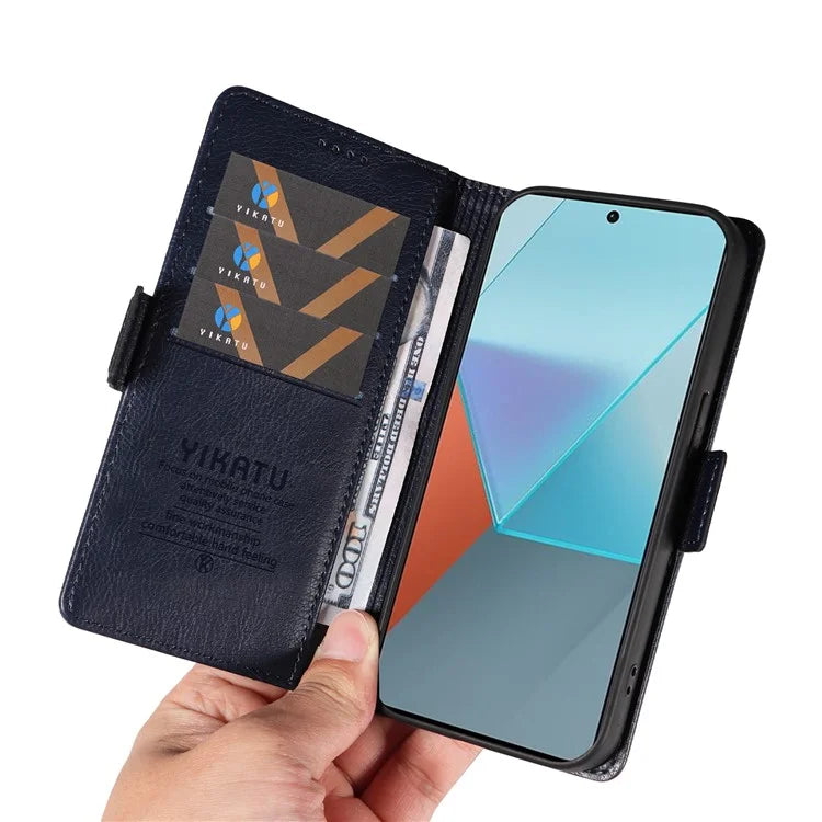 YIKATU YK-007 For Xiaomi Poco X6 5G / Redmi Note 13 Pro 5G Case Wallet Litchi Texture Leather Cover