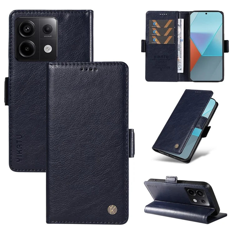 YIKATU YK-007 For Xiaomi Poco X6 5G / Redmi Note 13 Pro 5G Case Wallet Litchi Texture Leather Cover
