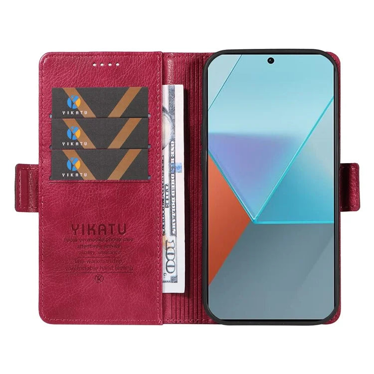 YIKATU YK-007 For Xiaomi Poco X6 5G / Redmi Note 13 Pro 5G Case Wallet Litchi Texture Leather Cover