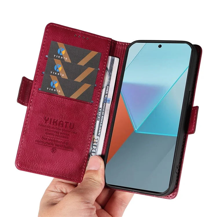 YIKATU YK-007 For Xiaomi Poco X6 5G / Redmi Note 13 Pro 5G Case Wallet Litchi Texture Leather Cover