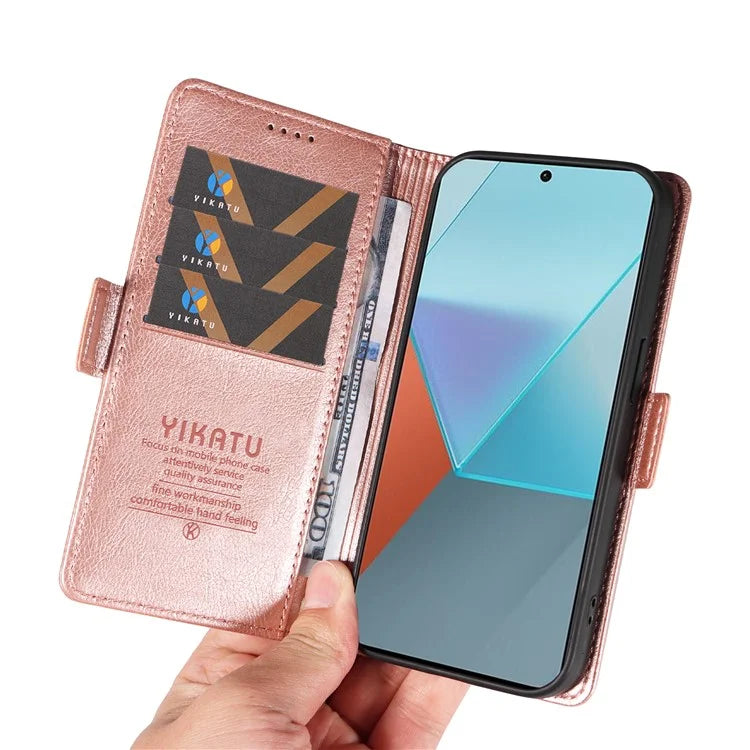 YIKATU YK-007 For Xiaomi Poco X6 5G / Redmi Note 13 Pro 5G Case Wallet Litchi Texture Leather Cover