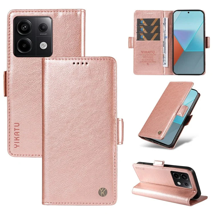 YIKATU YK-007 For Xiaomi Poco X6 5G / Redmi Note 13 Pro 5G Case Wallet Litchi Texture Leather Cover