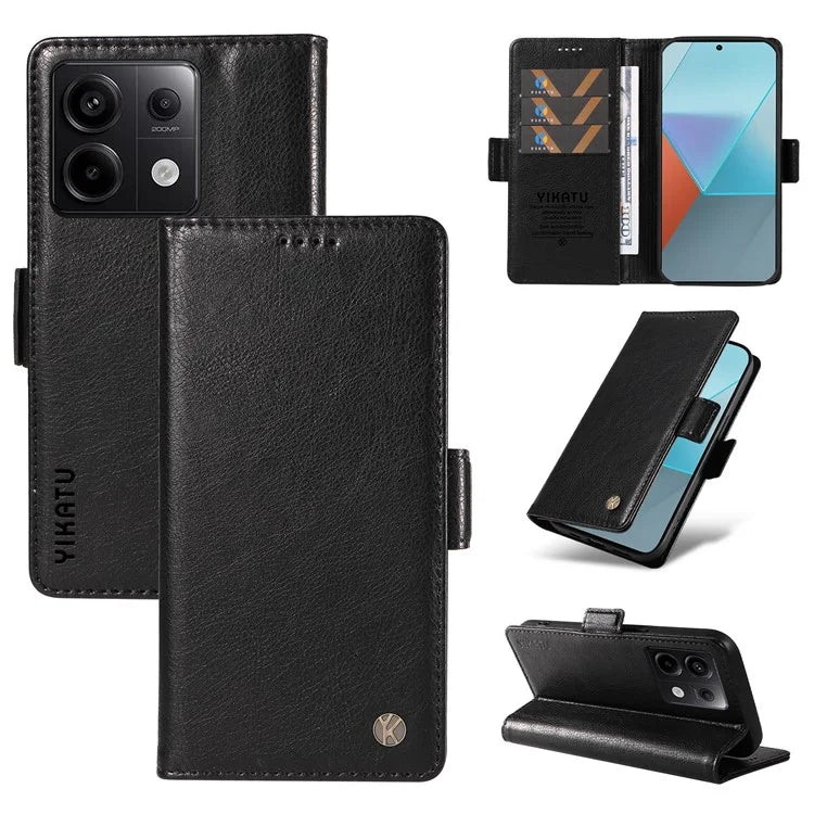 YIKATU YK-007 For Xiaomi Poco X6 5G / Redmi Note 13 Pro 5G Case Wallet Litchi Texture Leather Cover