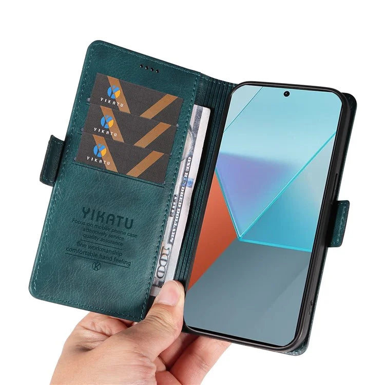 YIKATU YK-007 For Xiaomi Poco X6 5G / Redmi Note 13 Pro 5G Case Wallet Litchi Texture Leather Cover