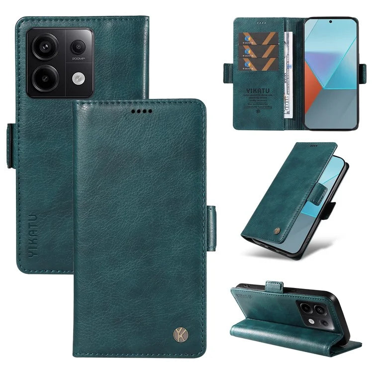 YIKATU YK-007 For Xiaomi Poco X6 5G / Redmi Note 13 Pro 5G Case Wallet Litchi Texture Leather Cover