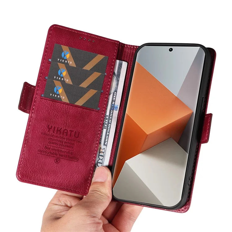 YIKATU YK-007 For Xiaomi Redmi Note 13 Pro+ 5G Wallet Case Magnetic Clasp Leather Phone Cover