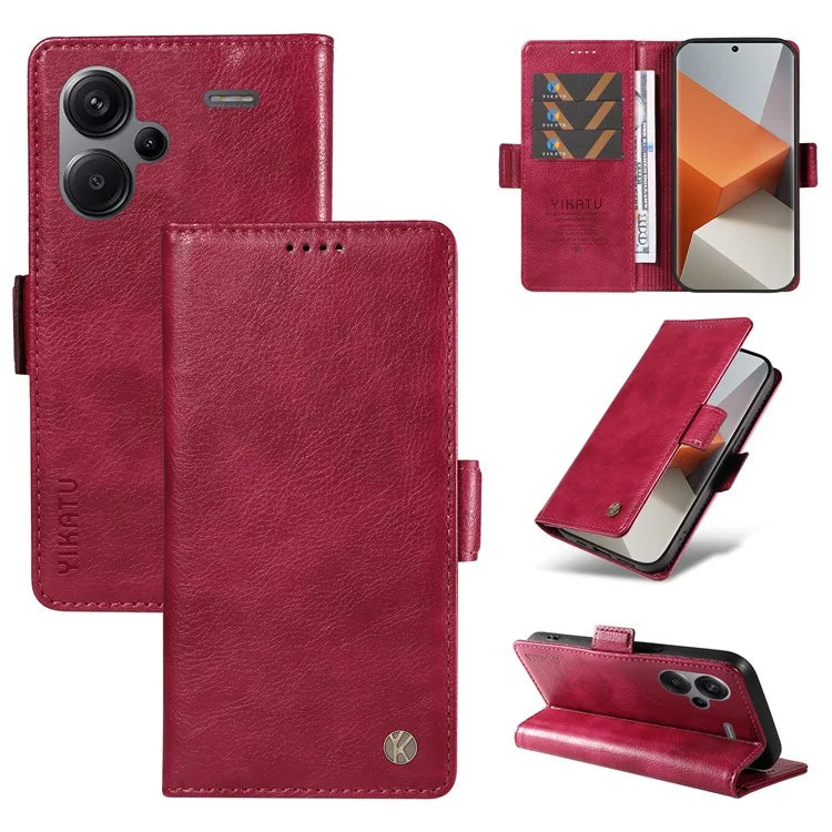 YIKATU YK-007 For Xiaomi Redmi Note 13 Pro+ 5G Wallet Case Magnetic Clasp Leather Phone Cover